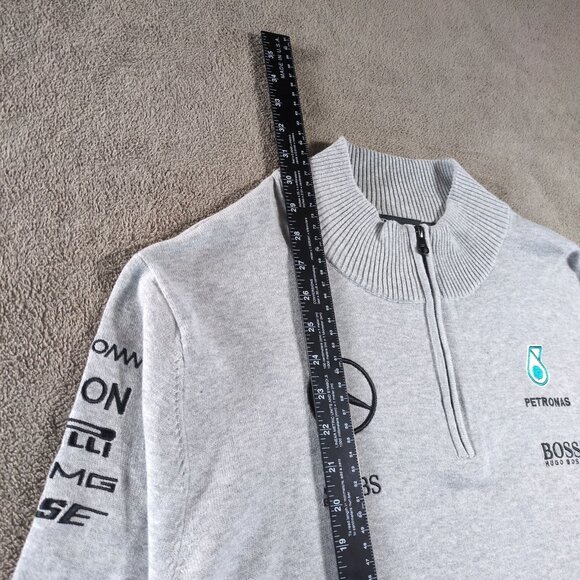 NWT Mercedes AMG Petronas F1 Hugo Boss Team Lux 1/4 Zip Sweatshirt Gray XXL - Picture 6 of 12